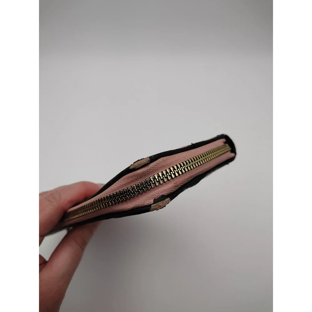 Juicy Couture Pink Embossed Logo Zip Around Wallet Black Logo Tape Y2K McBling